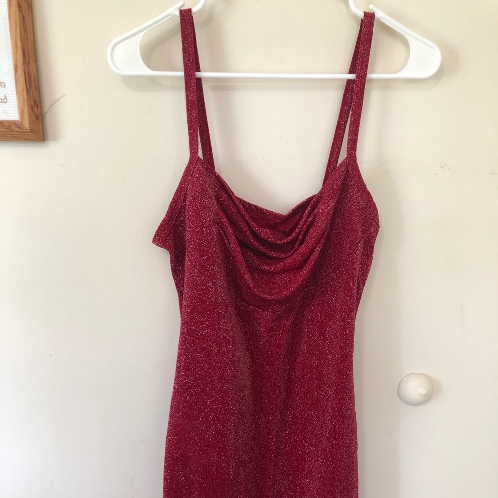 Cocktail dress red sparkles glitter